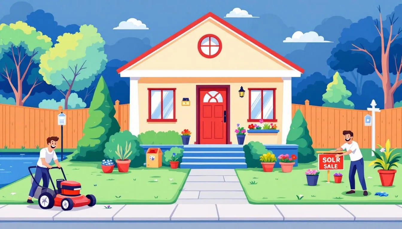 Preparing a home for a quick sale, highlighting the importance of curb appeal.